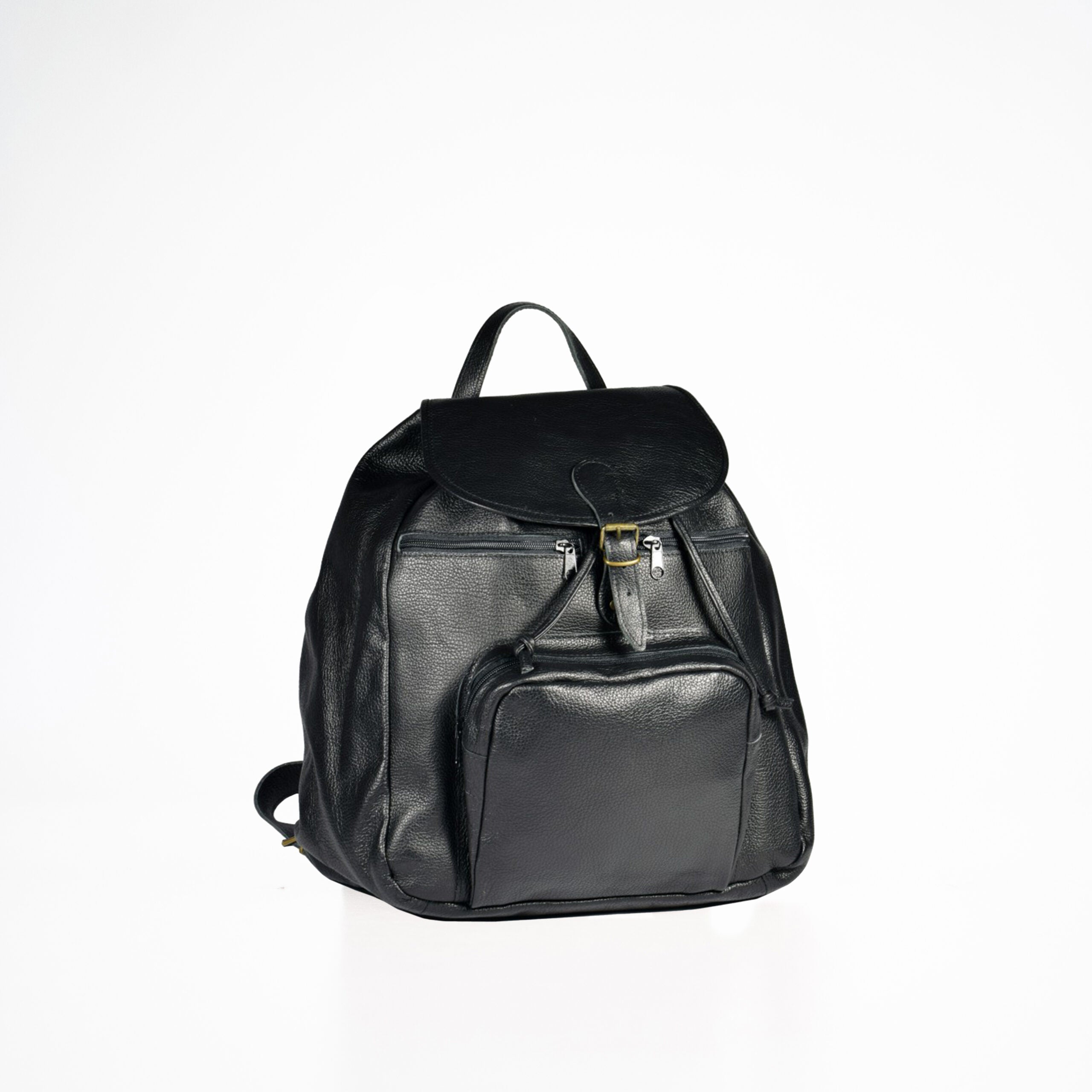 Handmade Leather Backpack 95-38 - Black